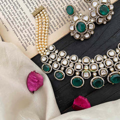 Vriksham Royal Green Polki Bridal With AD Stone Choker Neckpiece-G20521