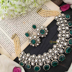 Vriksham Royal Green Polki Bridal With AD Stone Choker Neckpiece-G20521