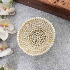 Vriksham Elegant Lustrous Ivory Pearl Cluster Clutch Style With Hair Bun Cage Accessory-H1302