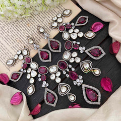 Ruby Red Victorian Diamond Choker Short Neckpiece -VV1214