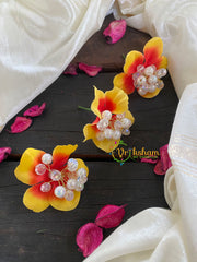 Yellow Red Flower Bridal Hair Accessory-H151