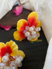Yellow Red Flower Bridal Hair Accessory-H151