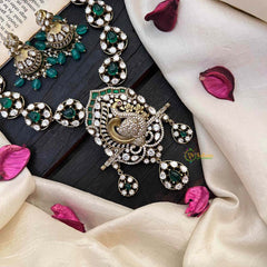 Premium Victorian Diamond Peacock Pendant Neckpiece-VV1753