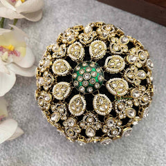 Vriksham Traditional Emerald Green Centerpiece Juda Net With Hair Bun Cage Accessory-H1273