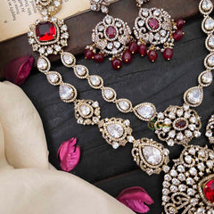 Royal 2 Layer Ruby Red Victorian Diamond Neckpiece-Red Bead-VV1772