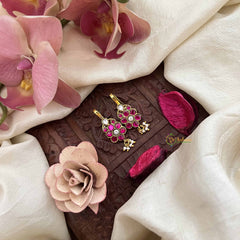 Vriksham Pushapanjali Kundan Jadau Press Bugadi-Red White-Pearls-J3765