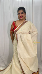 Kasavu Plain Cotton Saree-Golden Zari Patti-VS3472