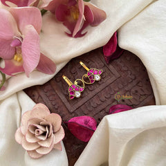 Vriksham Padmavathi Style Kundan Jadau Press Bugadi-Red White-J3762