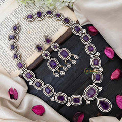 Premium Purple Victorian Diamond Pendant Neckpiece  - VV1337