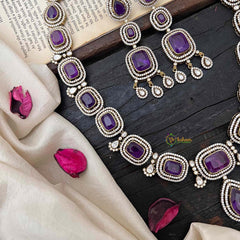 Premium Purple Victorian Diamond Pendant Neckpiece  - VV1337