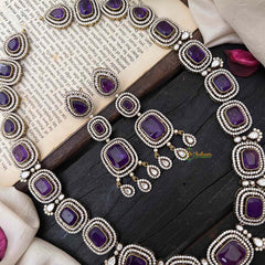 Premium Purple Victorian Diamond Pendant Neckpiece  - VV1337
