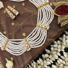 Vriksham Designer 8 Layer Pearl Mala-White-J3339