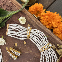 Vriksham Designer 8 Layer Pearl Mala-White-J3339