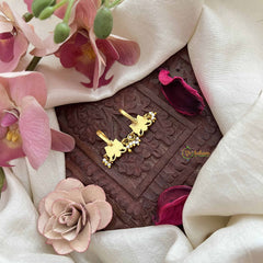 Vriksham Premium Butterfly Kundan Jadau Press Bugadi-Red White & Green-Pearls-J3770