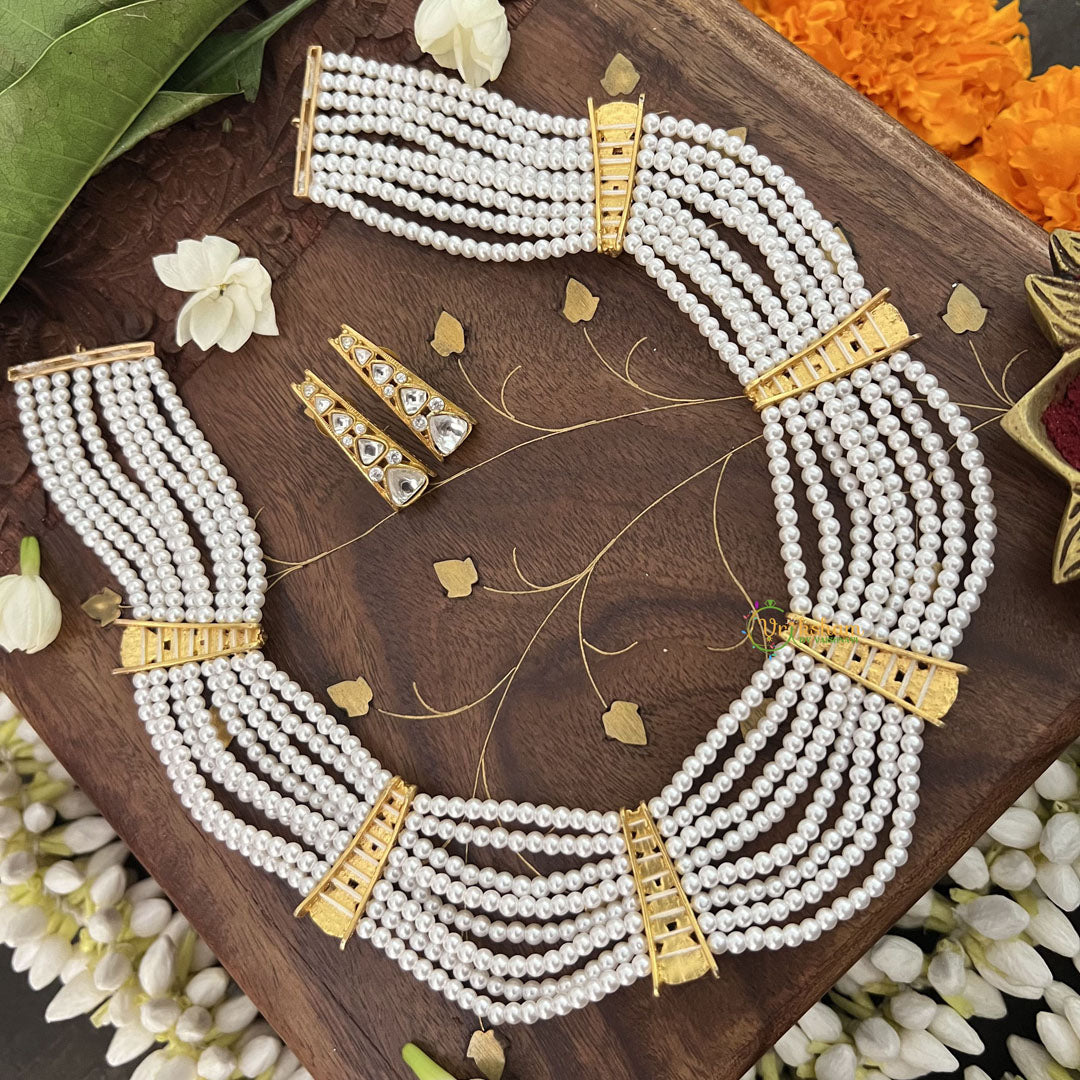 Vriksham Designer 8 Layer Pearl Mala-White-J3339