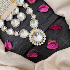 Lavish Mossanite Victorian Diamond High Neckpiece - White - VV1378