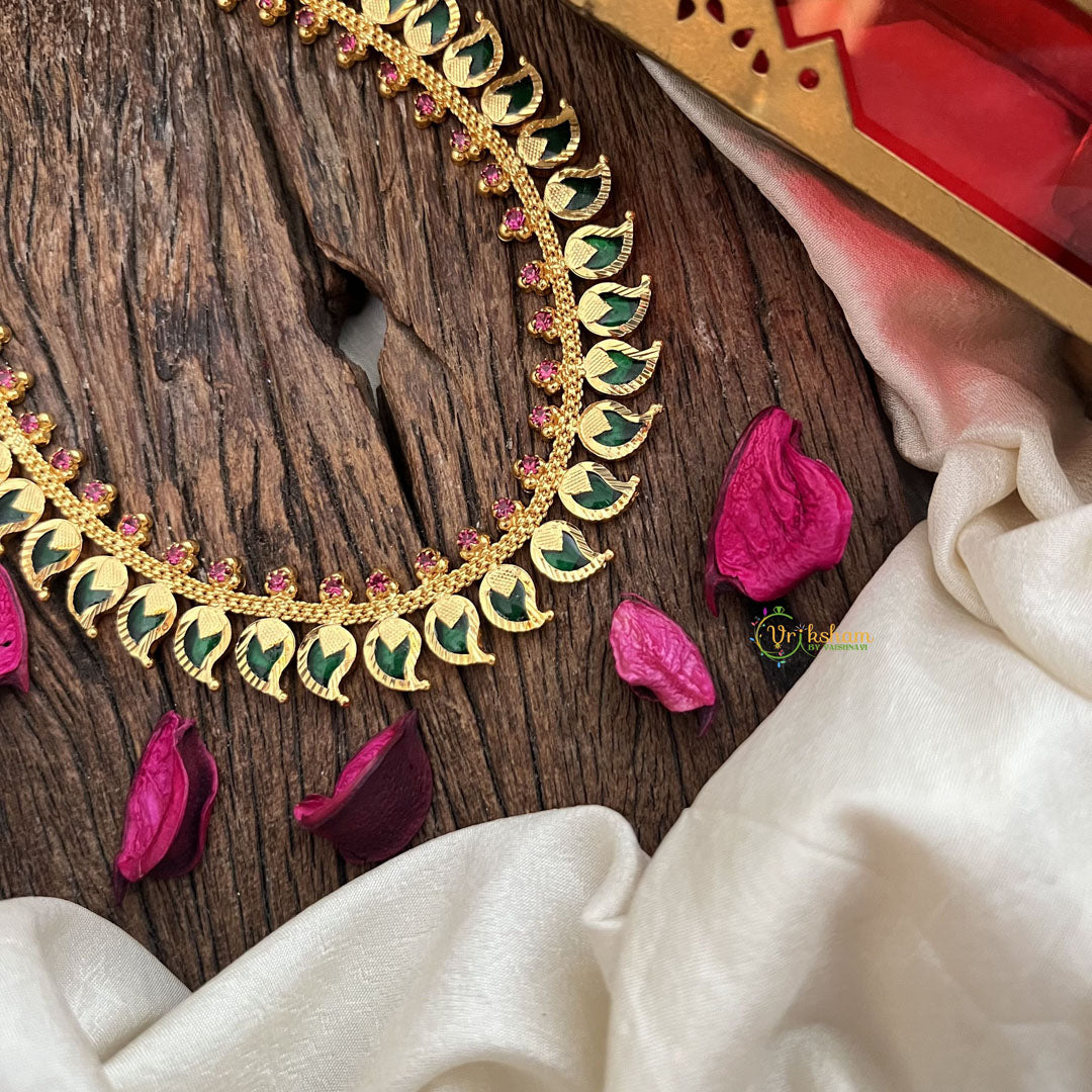 Vriksham Traditional Kerala 30 Manga Short Neckpiece-Green-G19827