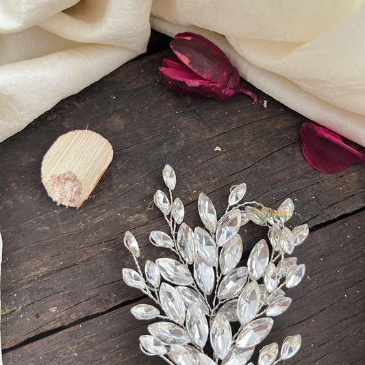 Leaf Alike Crystal Silver Bridal Hair Accessories-H631