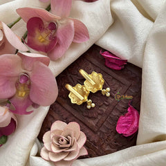 Vriksham Golden Colted Floral Style Kundan Jadau Press Bugadi-Green Red-Pearls-J3781