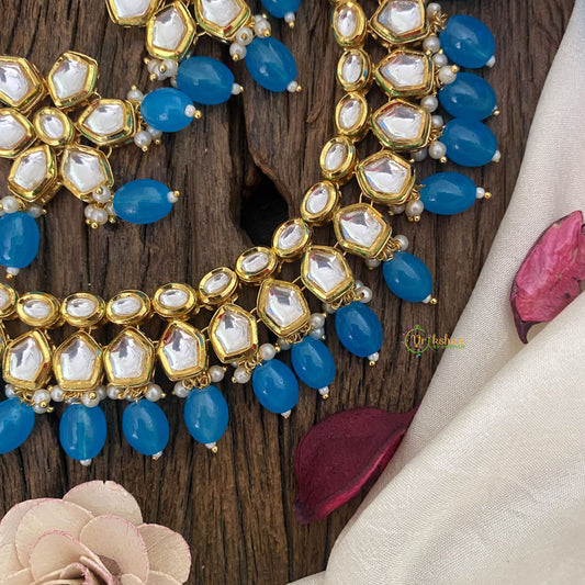 Vriksham Premium Kundan Neckpiece-Sky Blue Beads-G16836