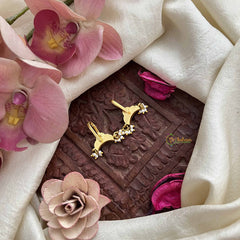 Vriksham Chandrika Style Kundan Jadau Press Bugadi-Red White-Pearls-J3777