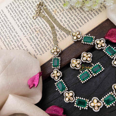 Elegant Green Victorian Diamond Neckpiece-VV1779