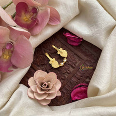 Vriksham Manga Style Kundan Jadau Press Bugadi-Red White-Pearls-J3775