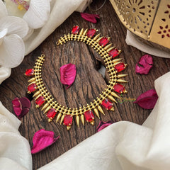 Vriksham Antique Gold Plated Red Stone Neckpiece-G19899