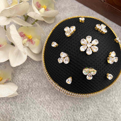 Vriksham Elegant Minimalist White Stone Floral Juda Net With Hair Bun Cage Accessory-H1274