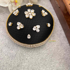 Vriksham Elegant Minimalist White Stone Floral Juda Net With Hair Bun Cage Accessory-H1274