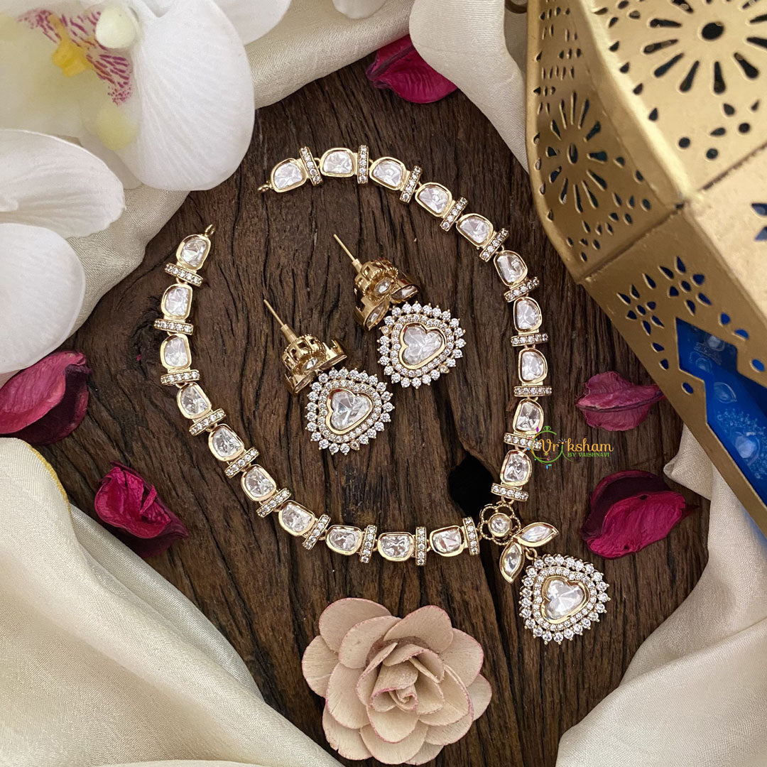 Vriksham Designer AD Stone With Kundan Neckpiece-G16842