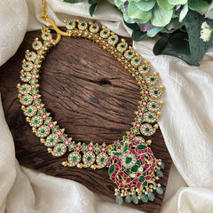 Exquisite Kundan Jadau Dual Peacock Pendant Mang Haram- J2082