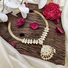 Gold Look Alike AD Stone Pendant Short Neckpiece-G15450