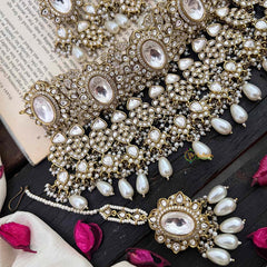 Exquisite White Victorian Diamond Neckpiece-Pearls-VV1785