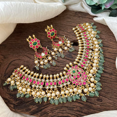 Exquisite Kundan Jadau Neckpiece-Beads-Pearls- J2080