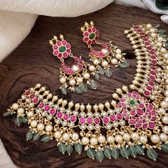 Exquisite Kundan Jadau Neckpiece-Beads-Pearls- J2080