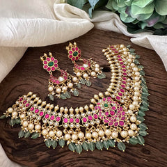 Exquisite Kundan Jadau Neckpiece-Beads-Pearls- J2080