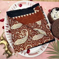 Vriksham Black With Printed & Brown Border Cotton Mulmul Saree-VS4617