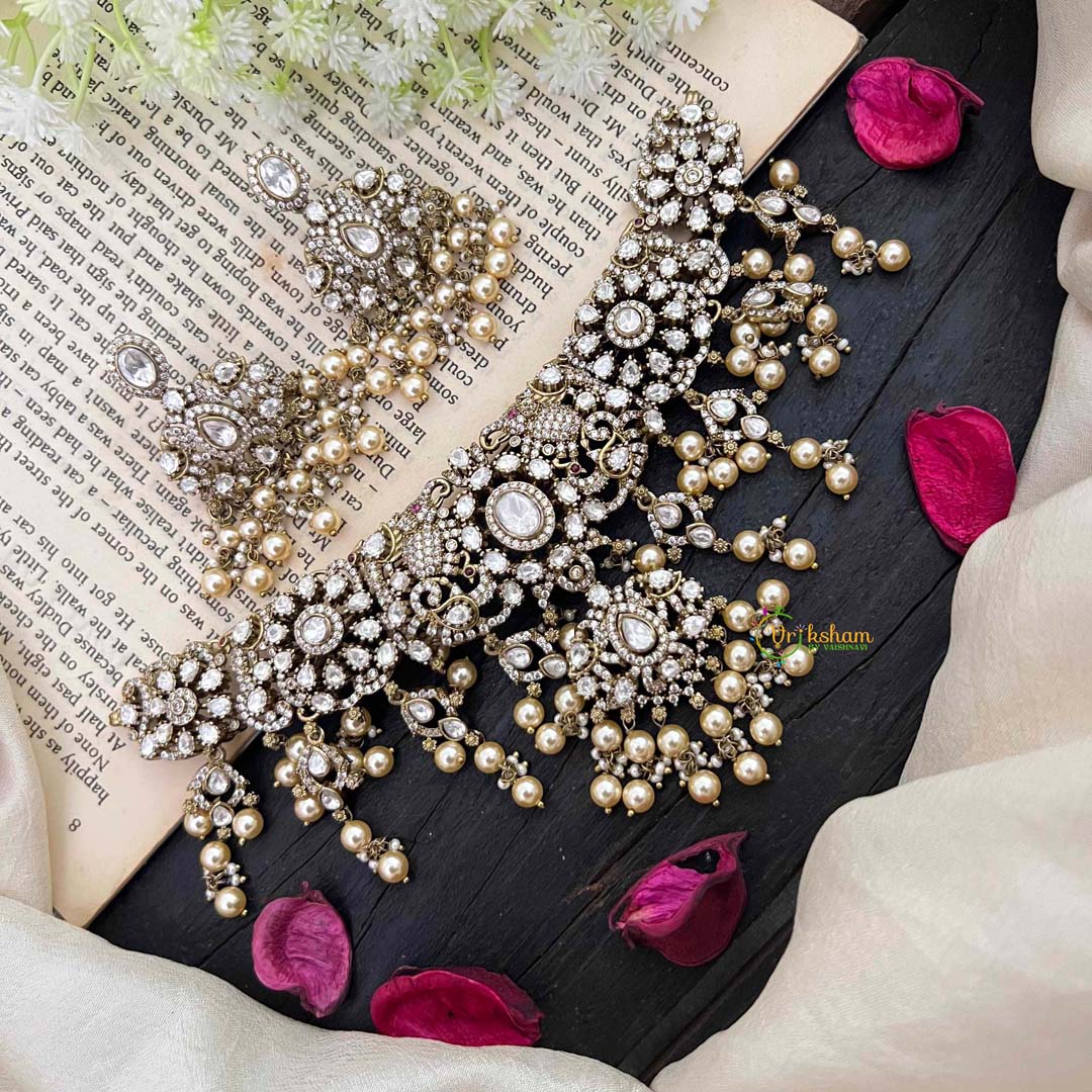 Unique Victorian Diamond White Neckpiece-VV1870