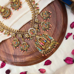 Vriksham Traditional  Divine Perumal Enamel Guttapusulu Long Neckpiece-G21828