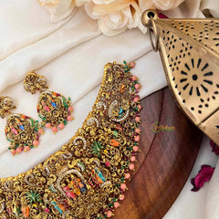 Vriksham Traditional  Divine Perumal Enamel Guttapusulu Short Neckpiece-G21829