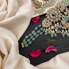 Green Bead Victorian Diamond Temple Choker-VV027