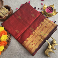 Pleasant Red Silk Cotton Saree -VS1723