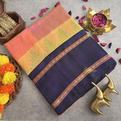 Peach Korvai Silk Cotton Saree-Handloom Saree-VS460