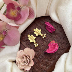 Vriksham Lotus Floral Style Kundan Jadau Press Bugadi-White-Pearls-J3799