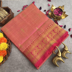 Light Pink Double Shade Silk Cotton Saree -VS1732