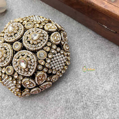 Vriksham Exquisite Kundan & Pearl Pear Style With Hair Bun Cage Accessory-H1304