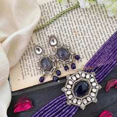 Elegant Victorian Diamond Layered High Neck Choker-Purple-VV1733