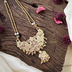 Elegant AD Stone Pendant Chain-Red-G15411