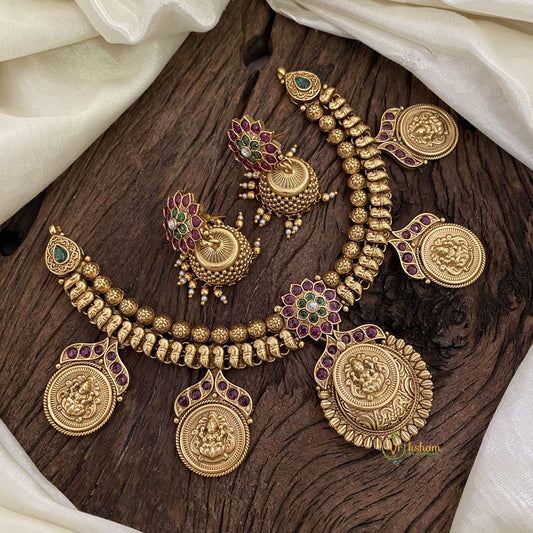 AD Stone Lakshmi Coin Choker Short Neckpiece-G11312